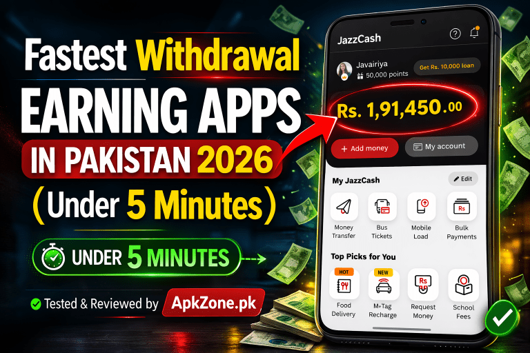 Fastest Withdrawal Earning Apps in Pakistan 2026 (Under 5 Minutes) — My Honest Review
